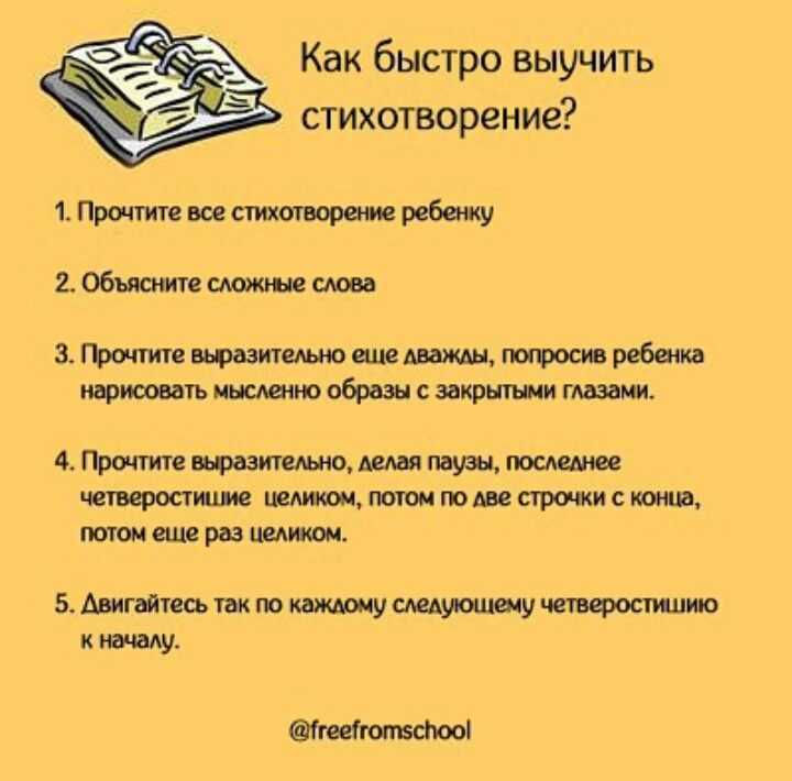 Как научить ребенка учить стихи наизусть быстро и интересно?