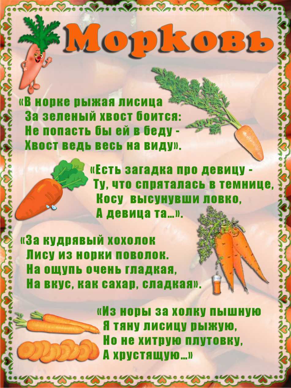 Загадки про овощи и фрукты с ответами