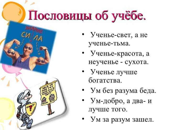 Пословицы и поговорки про учение и знания для детей школьного возраста