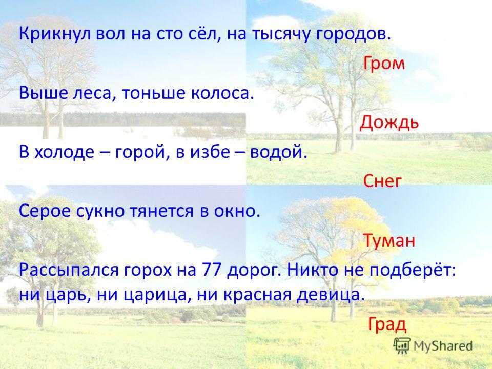Загадки про природные явления: дождь, ветер, тучи, грозу и молнию