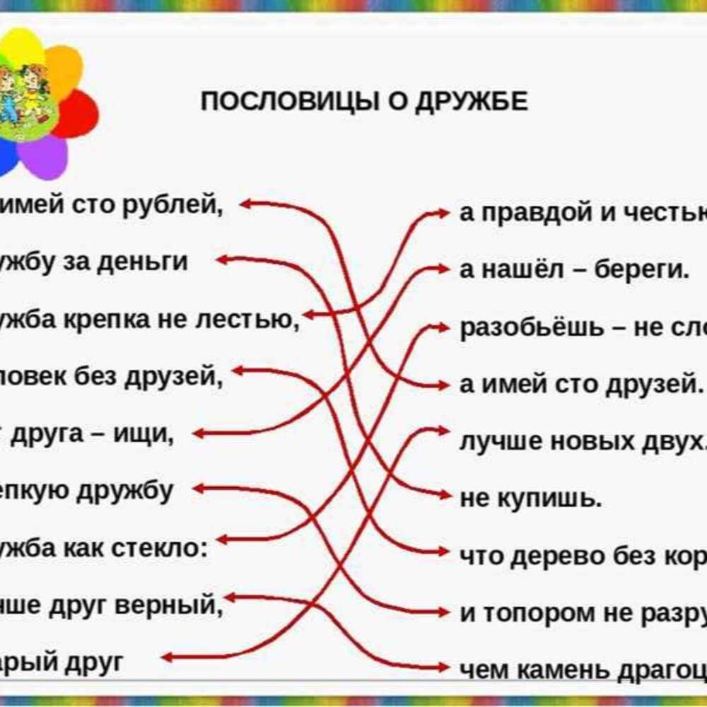 Пословицы о дружбе и взаимопомощи, добре и справедливостиматериал по художественной литературе (старшая, подготовительная группа)