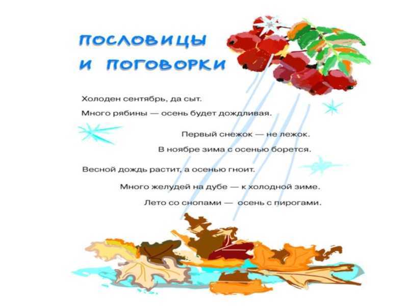 Пословицы про осень и осенние приметы. пословицы про осень. материал по развитию речи на тему осенние пословицы и поговорки для дошкольников